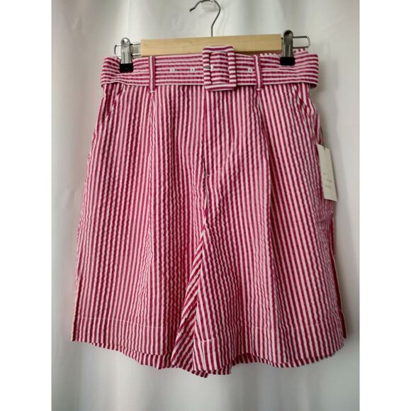 a new day Pants - A New Day Pink White Stripe High-Rise Pull-On Belted Paper Bag Shorts Size XS